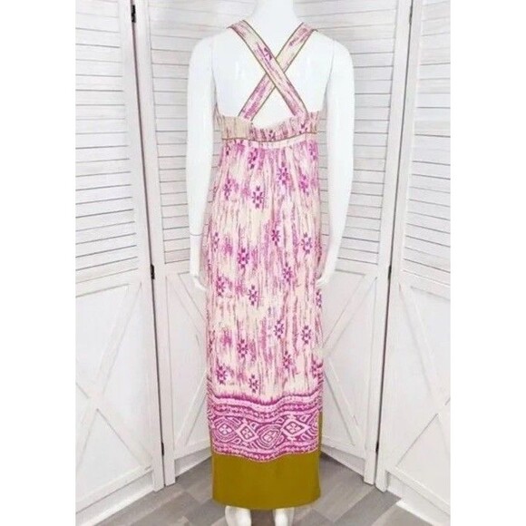 Chic Ann Taylor‎ Loft Womens Sz 6 Pink White 100% Silk Long Lined Sundress Dress - Picture 3 of 7
